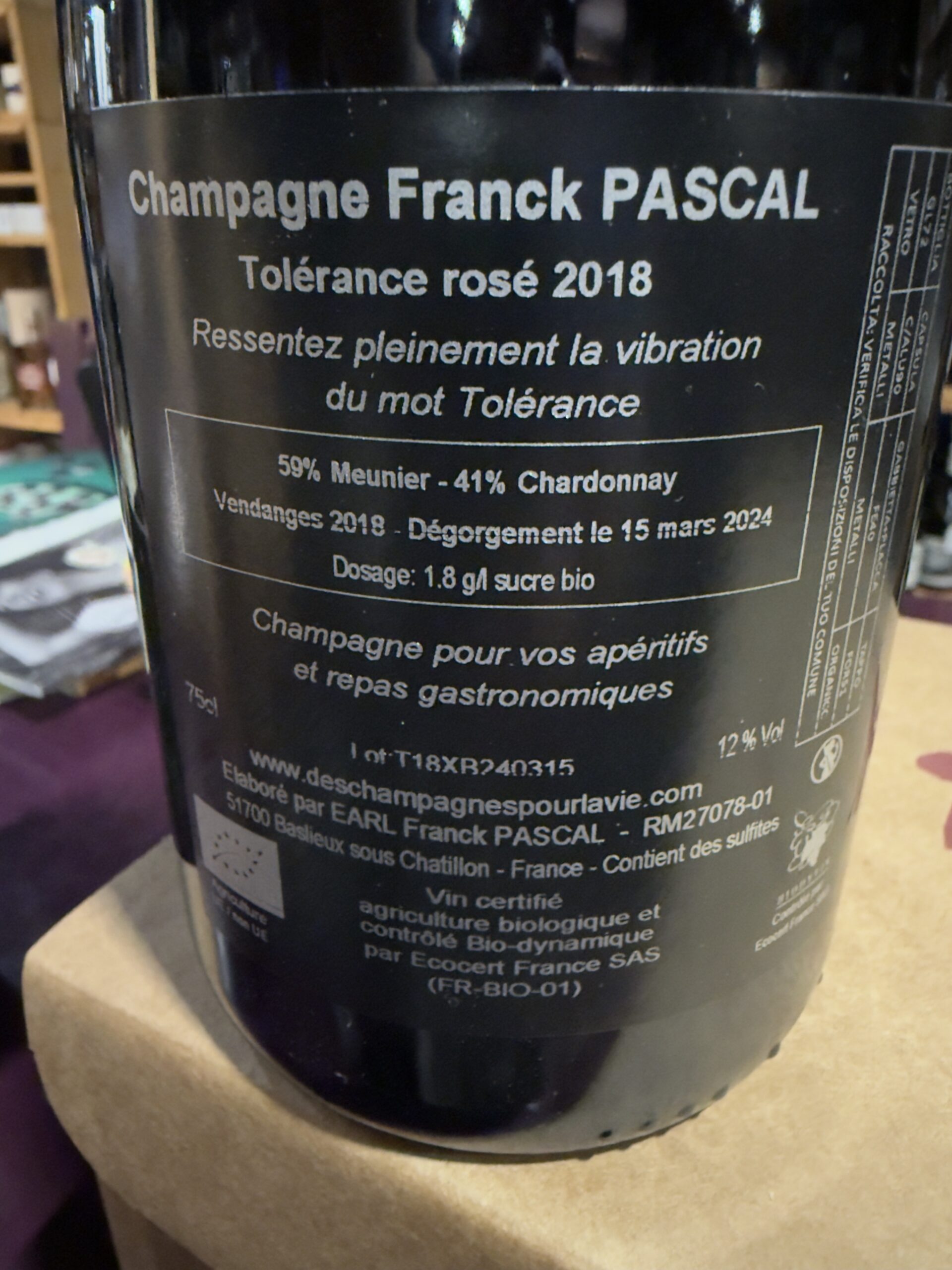 Franck Pascal – Tolérance Rosé Brut Nature 2018 - immagine 2